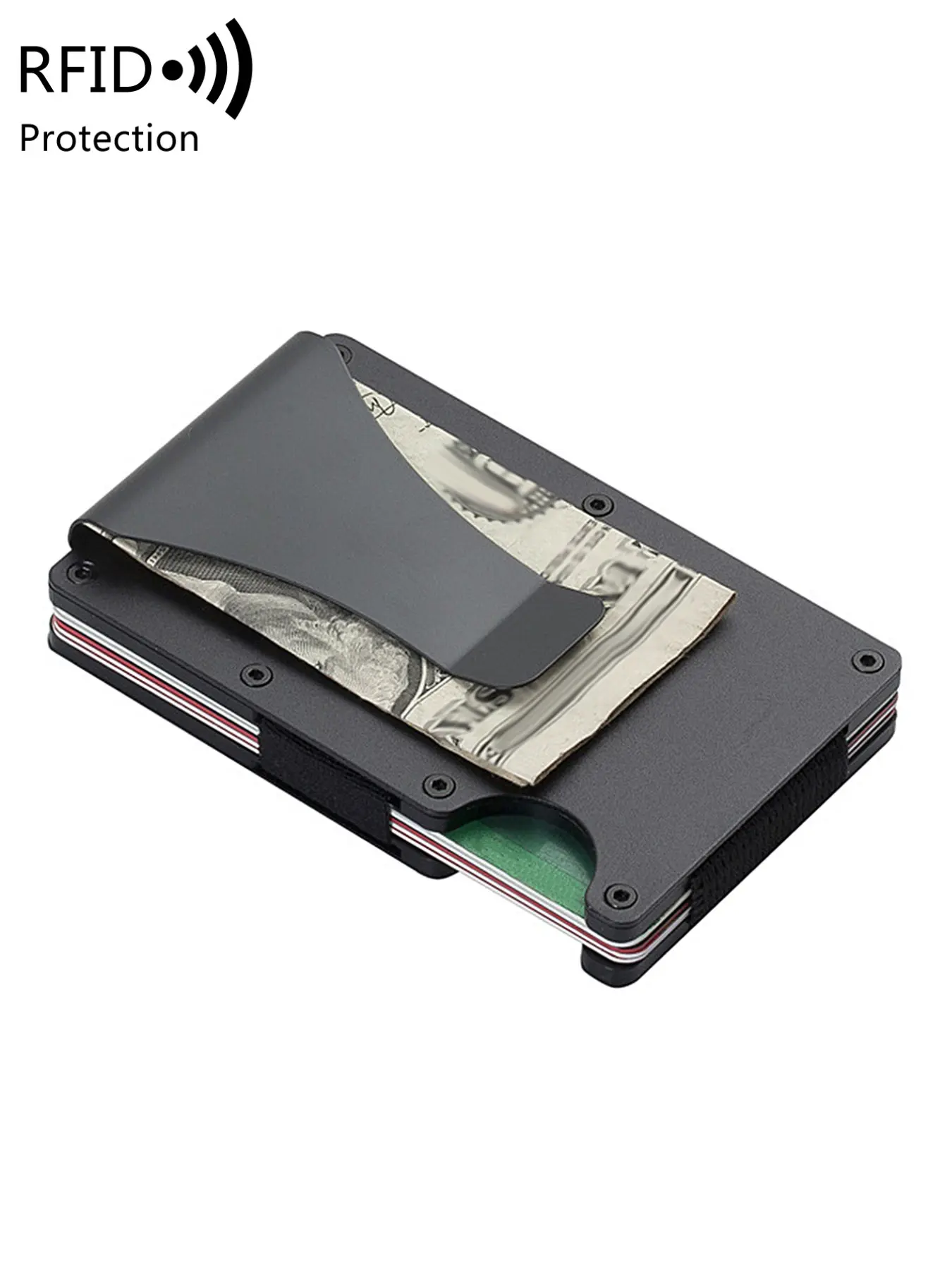Men RFID Blocking Metal Card Holder Wallet, Slim Minimalist Aluminum Alloy Money Clip Wallet, Push‑Pull Credit Card Case For Cash Cards, Compact Pocket Wallet For Daily Travel & Men Gift