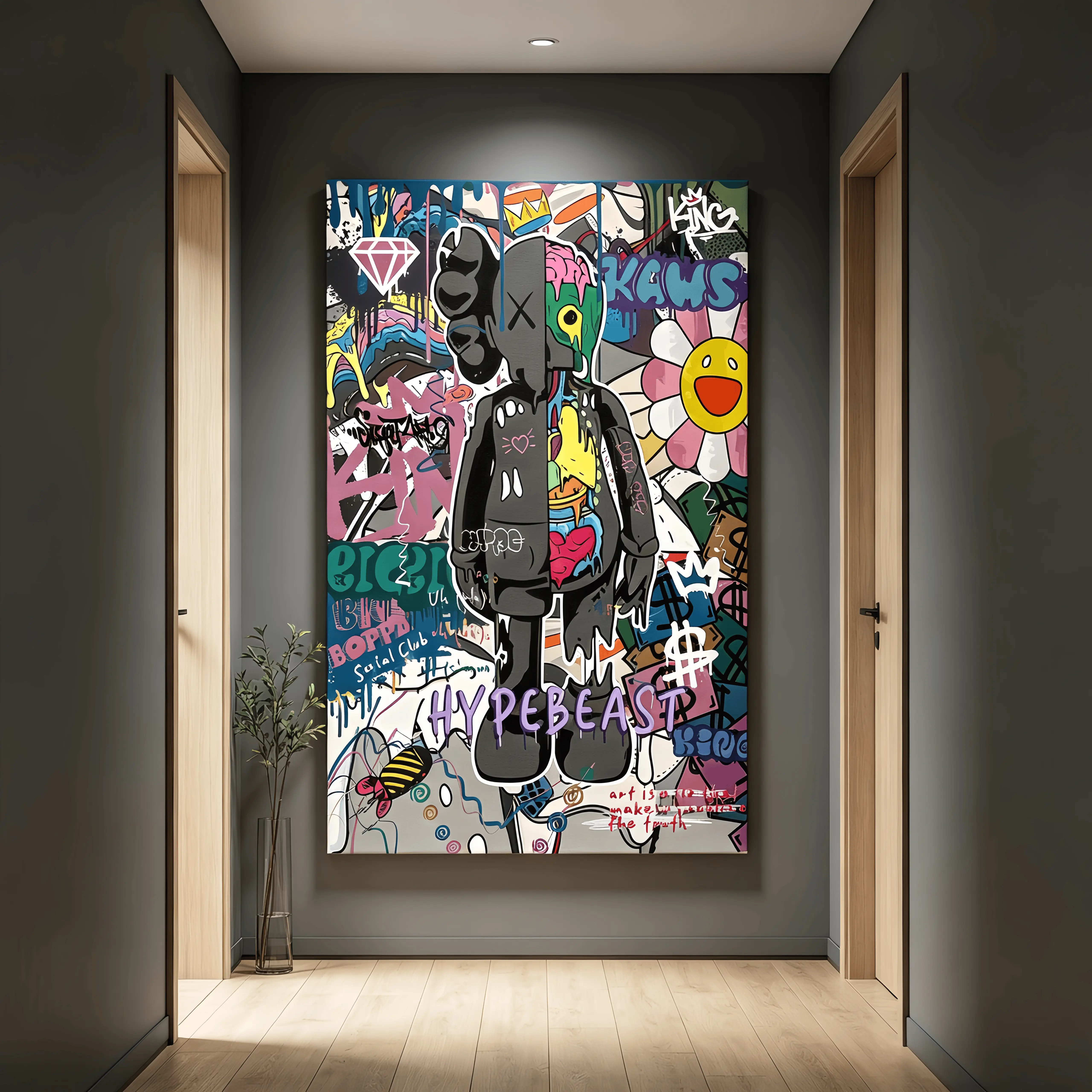 Frameless Art Poster: Graffiti Hypebeast Decor Poster. These unframed posters are filled with positive energy auras, perfect for crafting a room's aesthetic with a vibrant and colorful ambiance.