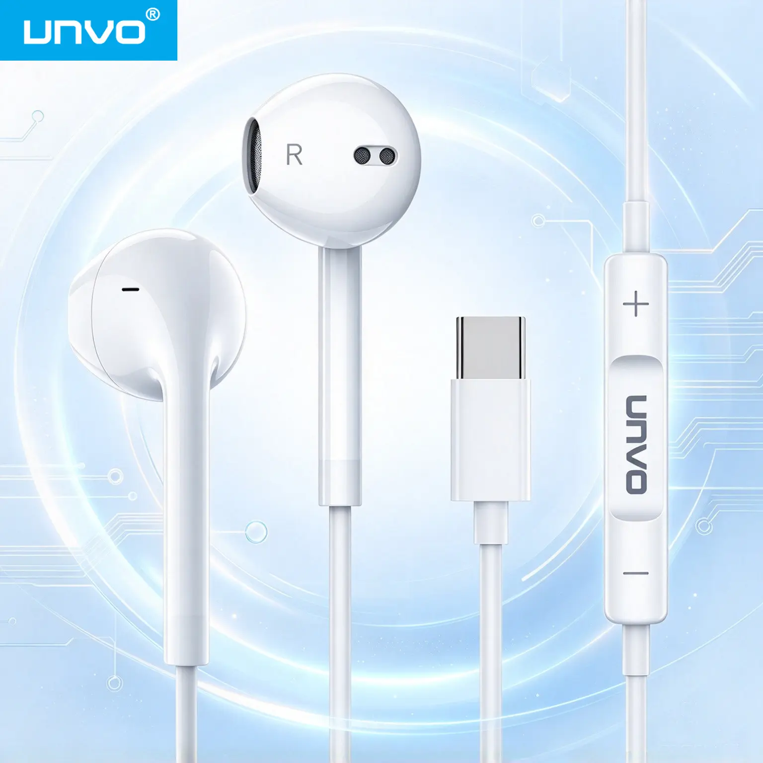UNVO S01 Earphones 9D Surround Bass, In-Ear Headphones with HD Mic, Waterproof & Sweatproof, Wired Earbuds for Music & Calls
