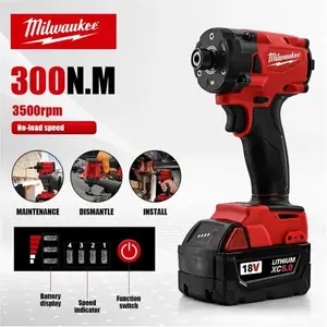 Milwaukee Cordless Impact Driver 18V Lithium Battery Brushless High Torque Electric Drill