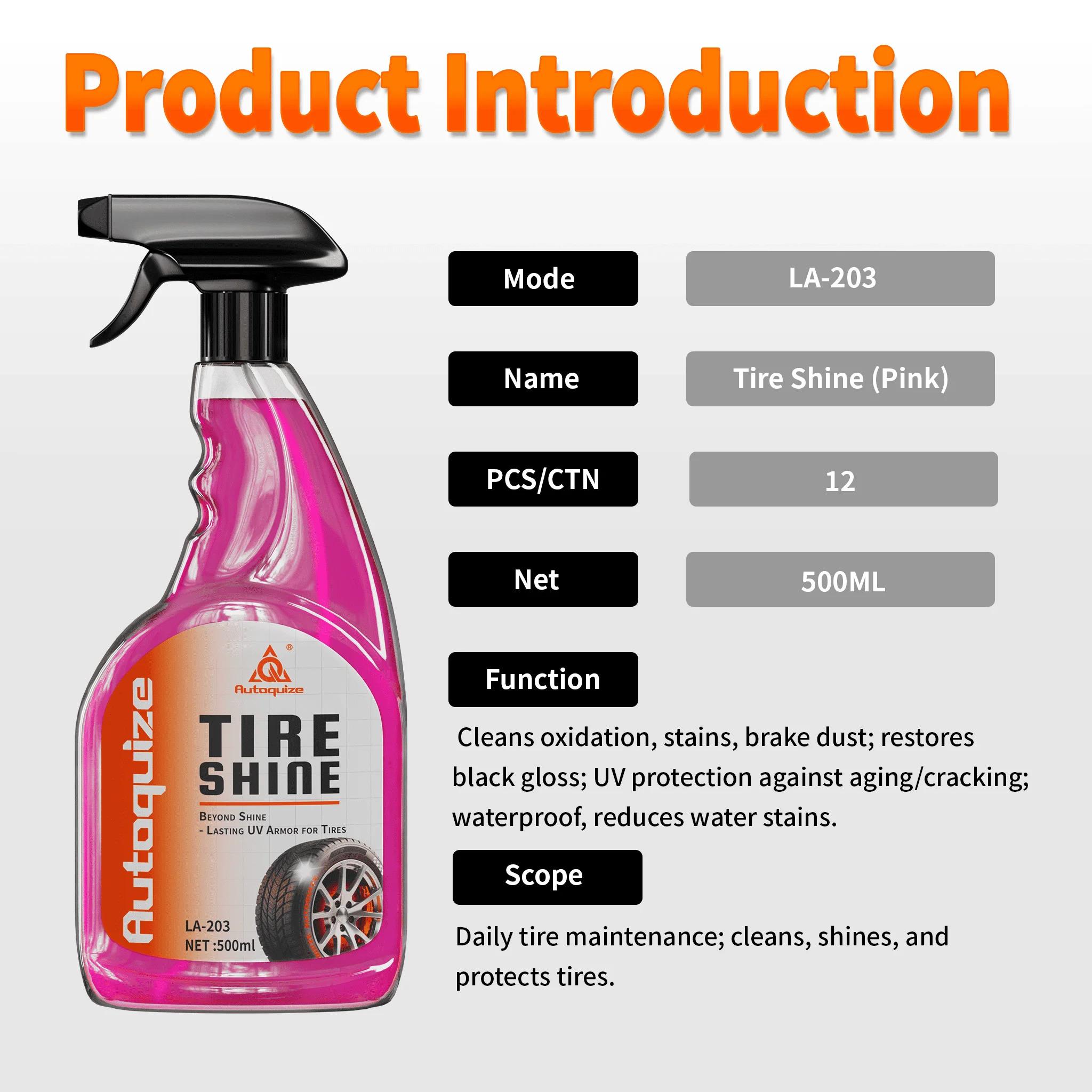 Autoquize Long Lasting Tire Shine Spray with UV Armor Protection Prevents Cracking Restores Deep Black Gloss Tire Care Wax