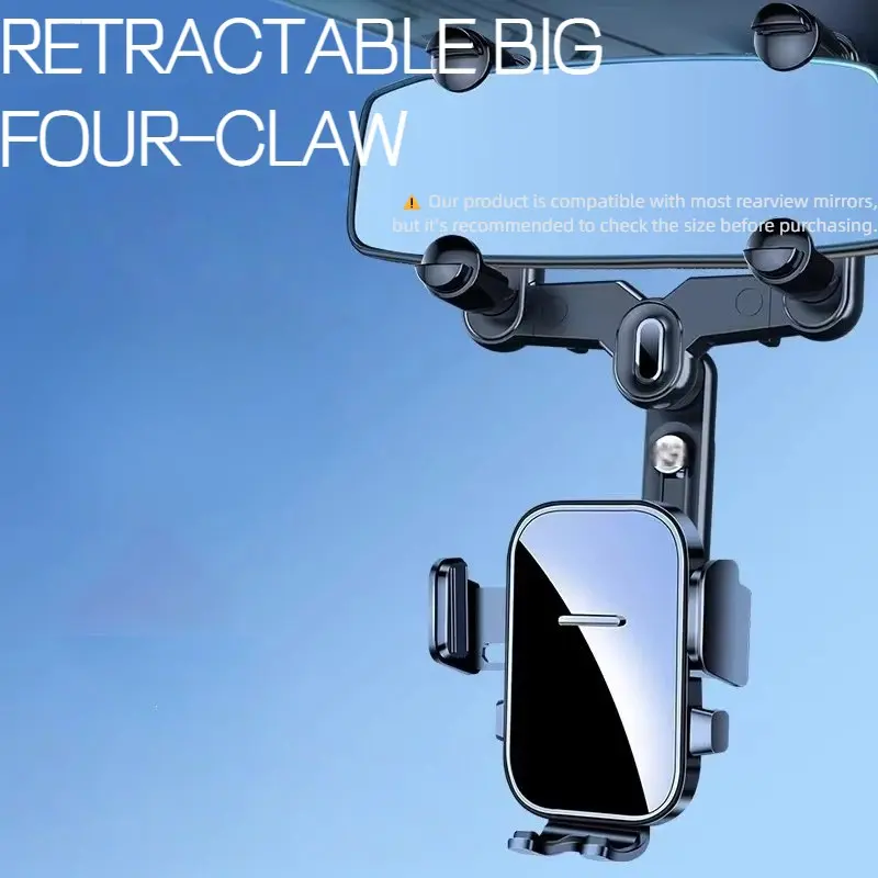 360-Degree Car Phone Holder, Rearview Mirror Mount, GPS Navigation Stand, Foldable Adjustable Car Phone Support, Mobile Device Holder, Cell Phone Holders, Cell Phone Mounts, Cellphone Car Holder