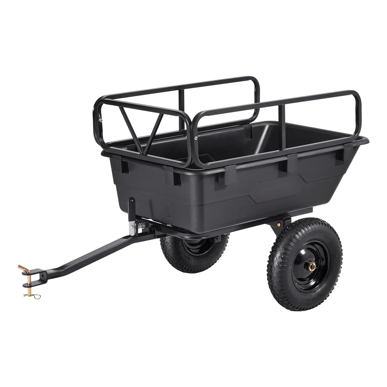 Dump Trailer With 500 Lbs Load Capacity, 10 Cu Ft Dump Bed, Tow Behind Plastic Garden ATV Trailer Cart For Landscaping, Yard Cleanup, Hauling Dirt, Gravel, Soil, Firewood, Mulch, Tools And Equipment