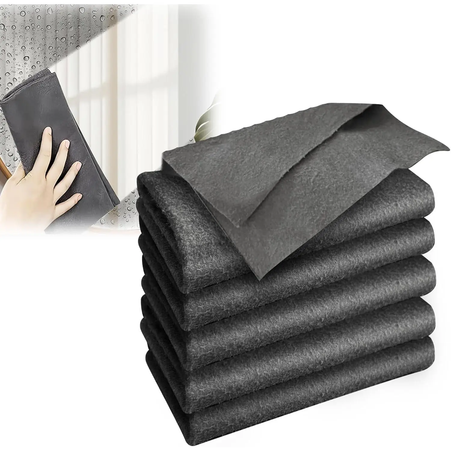 Thickened Magic Cleaning Cloth, Reusable Magic Cleaning Cloths  Glass, Streak Free Microfiber Magic Cleaning Cloth Reusable Rags  Kitchen, Windows, Mirrors, Cars (5) multi pack
