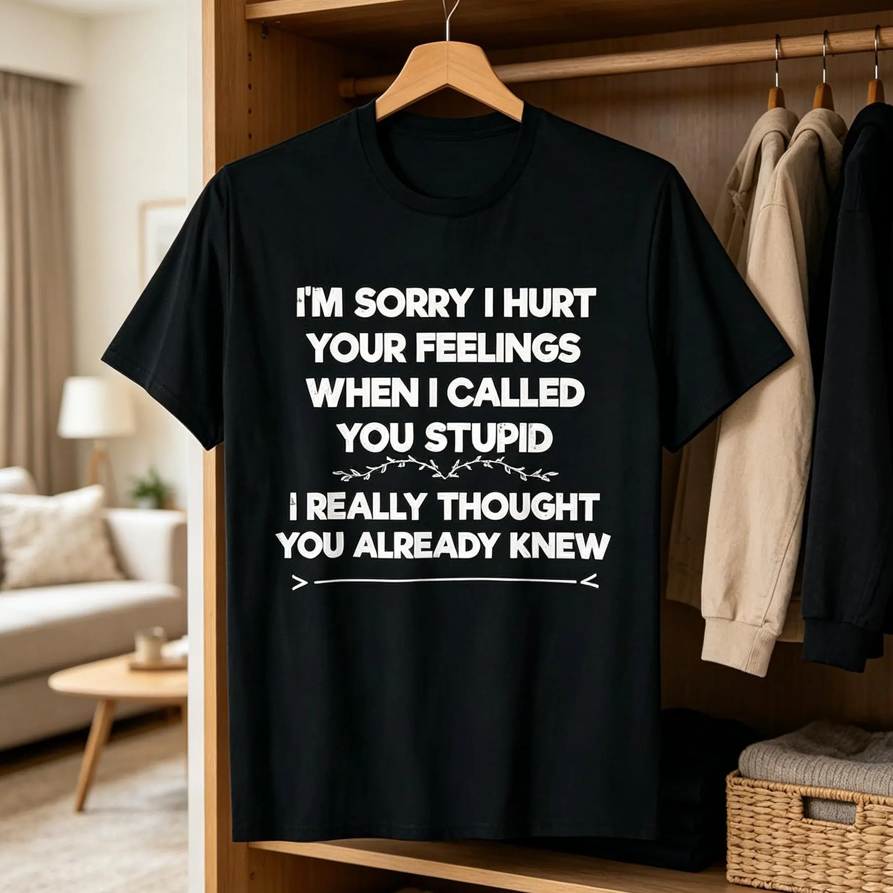 Men's 100% Cotton Short-Sleeve Round Neck Casual Menswear T-Shirt - Summer Streetwear with Funny "I'm Sorry I Hurt Your Feelings" Sarcasm Graphic