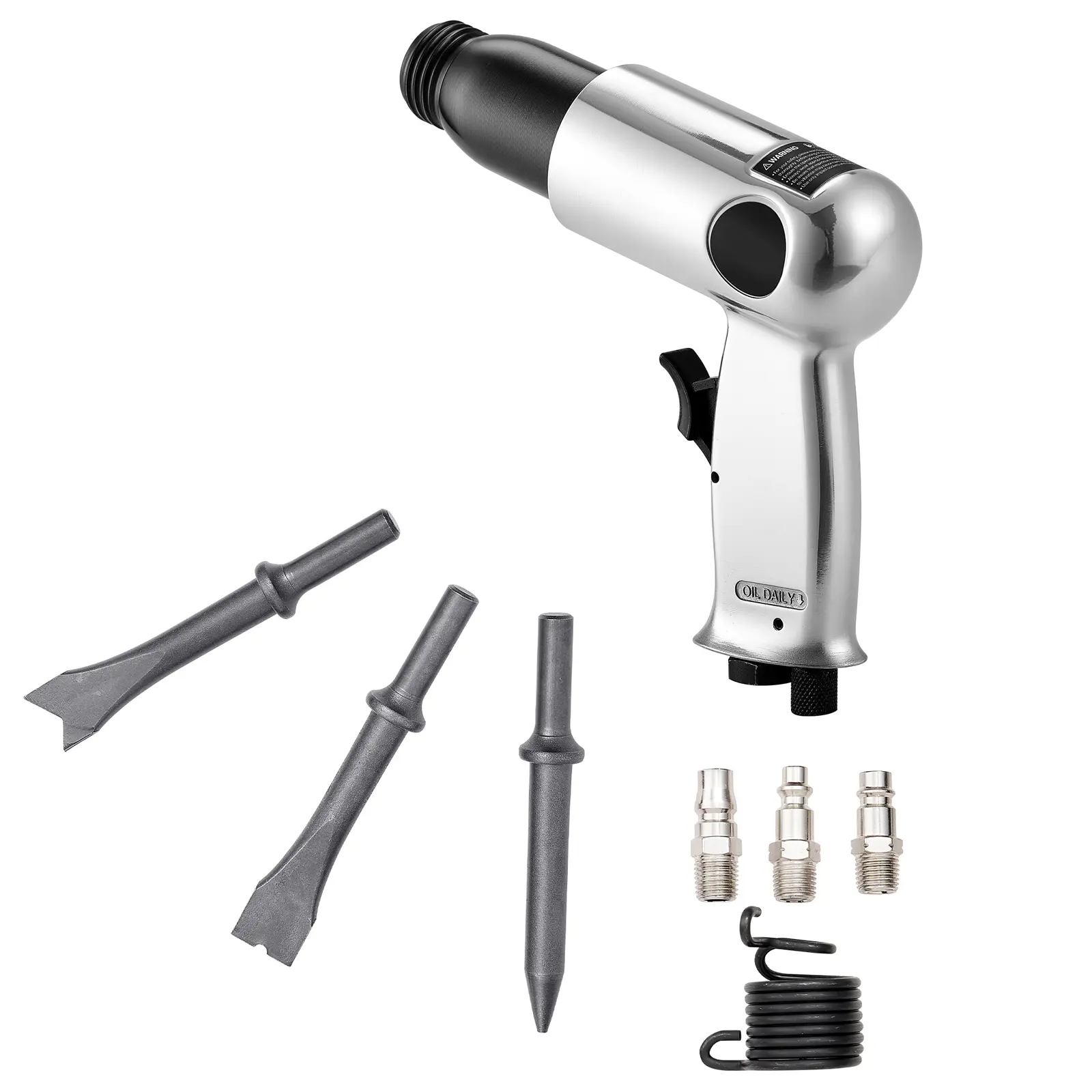 Air Hammer, 3500BPM Pneumatic Hammer with 2.76 inch Stroke & 4PCS Chisels Round Shank, Pistol-Grip Compact Air Chisel Pneumatic Shovel Tool for Cutting Punching Scraping