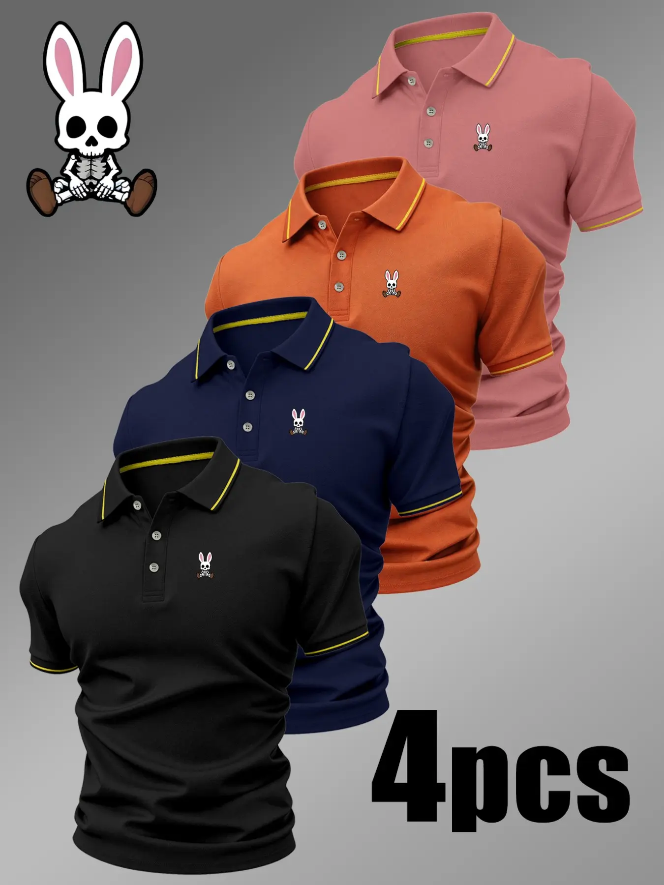 Men's Casual Fitted Polo Shirt, Geometric Print, Breathable Stretch Fabric, Four Seasons Wear, Comfortable Durable High-Quality
