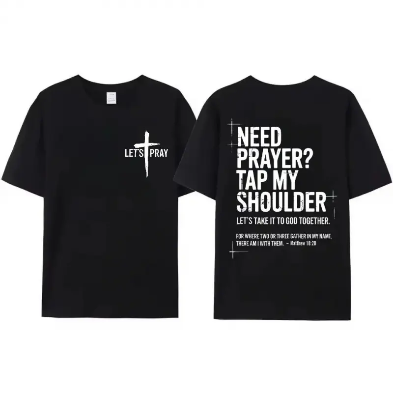 Women's Christian Faith Cotton Sweatshirt - Round Neck, Smooth Soft Solid Seamless Fabric, "Tap My Shoulder Let’s Pray" Graphic, Bible Verse Matthew 18:20, Casual Religious Inspirational Fall Winter Top