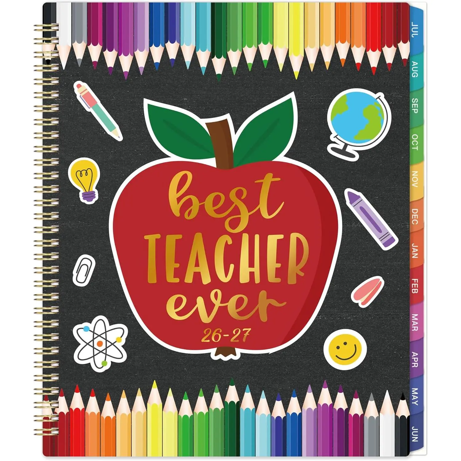 Teacher Planner 2026-2027- Academic Year Weekly & Monthly Lesson Plan Book | July 2026 - June 2027, Grade , Schedule, Spiral Bound, Colorful Tabs, Inner Pocket - Multicolor 8.5 x 11 inch