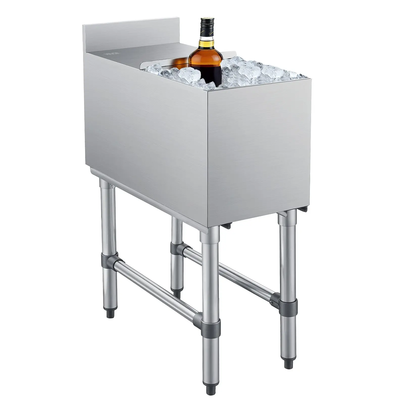 VEVOR Commercial Ice Bin, 39.6 Qt Max Capacity, 12 x 24 x 33 Inch Stainless Steel Ice Chest with Sliding Lid, 24H Long-Lasting Insulation, Cooler Cart Cocktail Unit for Bar Restaurant Pub, NSF