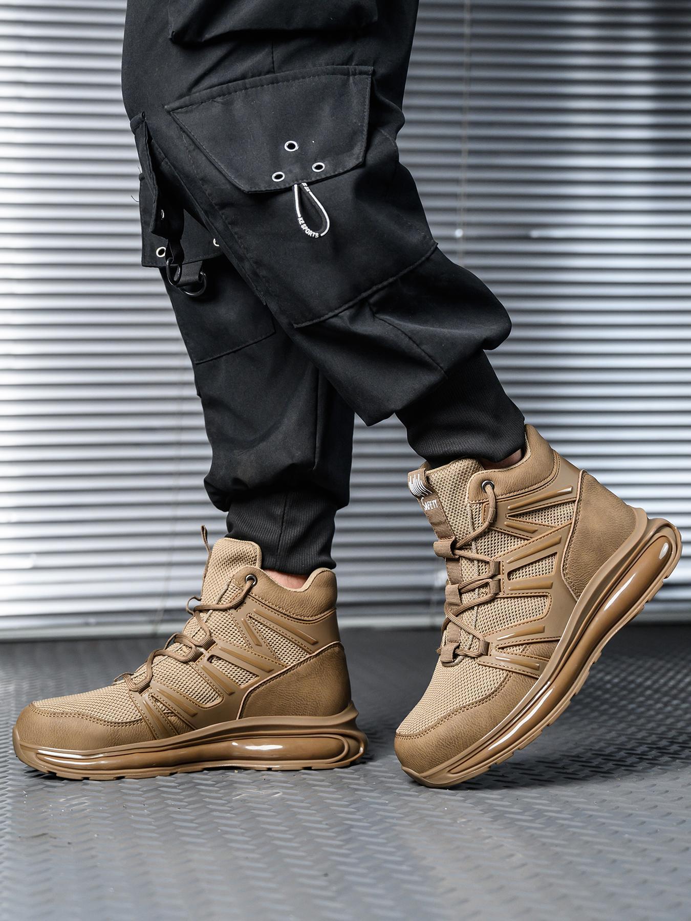 Men's Letter Pattern Steel Toe Slip Resistant Puncture Proof Construction Safety Work Shoes As Gift, Lightweight Breathable Anti-slip Work Shoes Steel Toe Sneakers