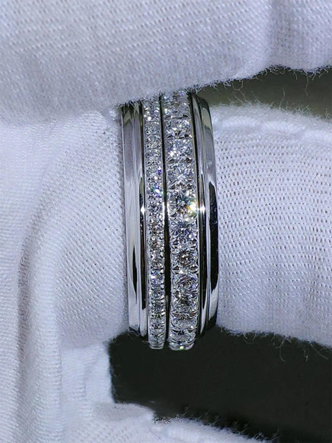 Fashion Promise Cubic Zirconia Rings for Couple, Solitaire Engagement Rings for Her, Wedding Rings for Women & Men, Trendy All-match & Exquisite Jewelry for Birthday Gift, Artificial Gemstone Ring