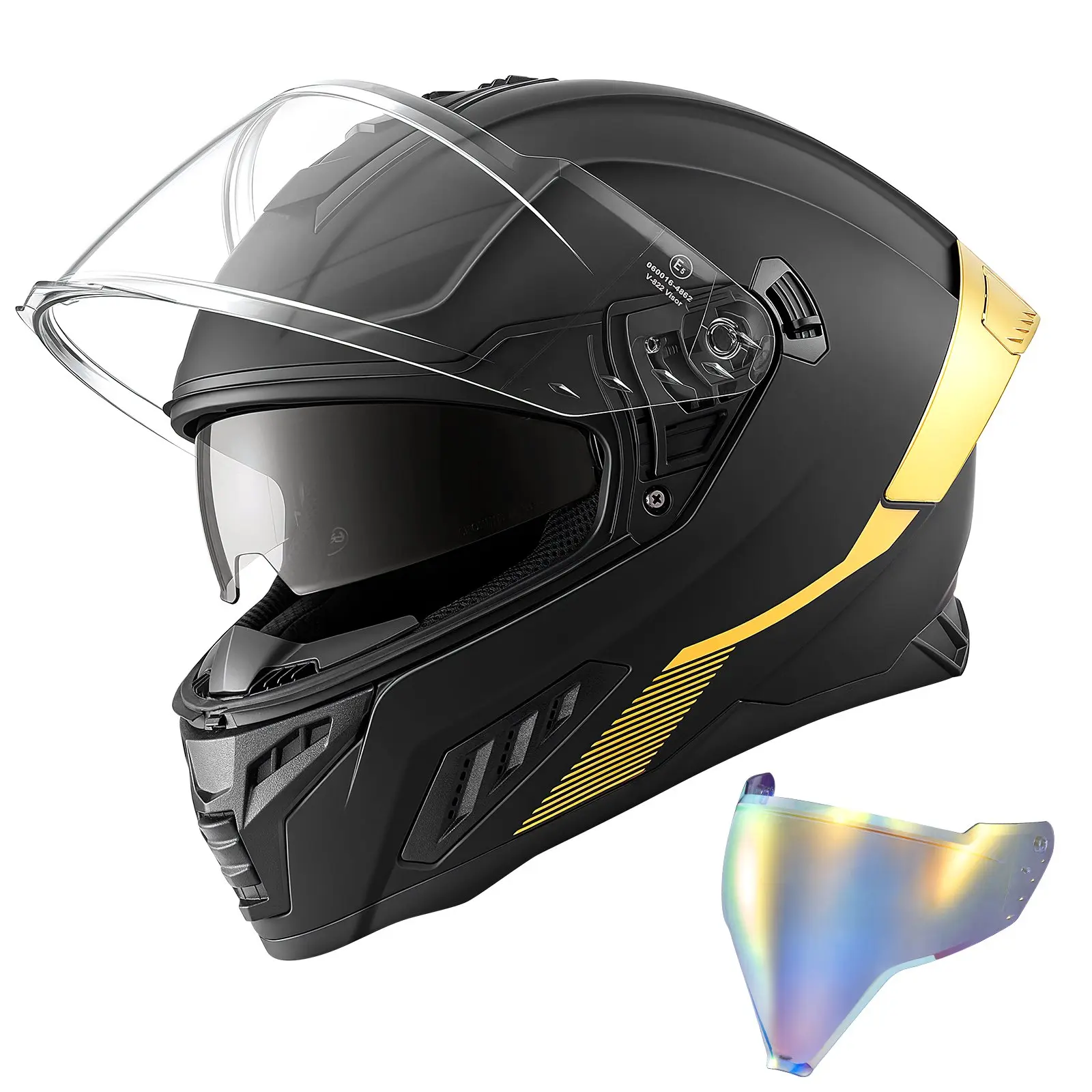 VEVOR Full Face Motorcycle Helmets, Dual-Visor Motorcycle Street Bike Helmet, Lightweight Comfortable Motocross Dirt Bike Helmet for Adults Men and Women - DOT ECE Approved (L Size)