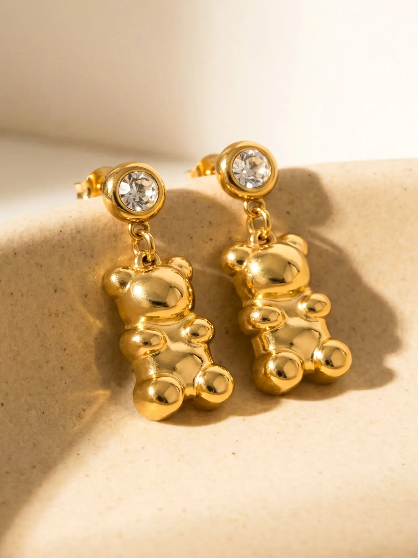 Elegant Bear Pendant Earrings, Simple & Unique Daily Wear Jewelry, Stainless Steel, Perfect for Everyday Style