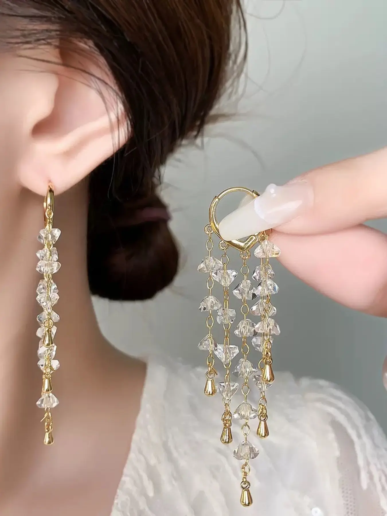 14k Long Tassel Earrings for Women, Hypoallergenic Dangling Earrings, Bridal Party Jewelry, Perfect Gift for Mother's Day