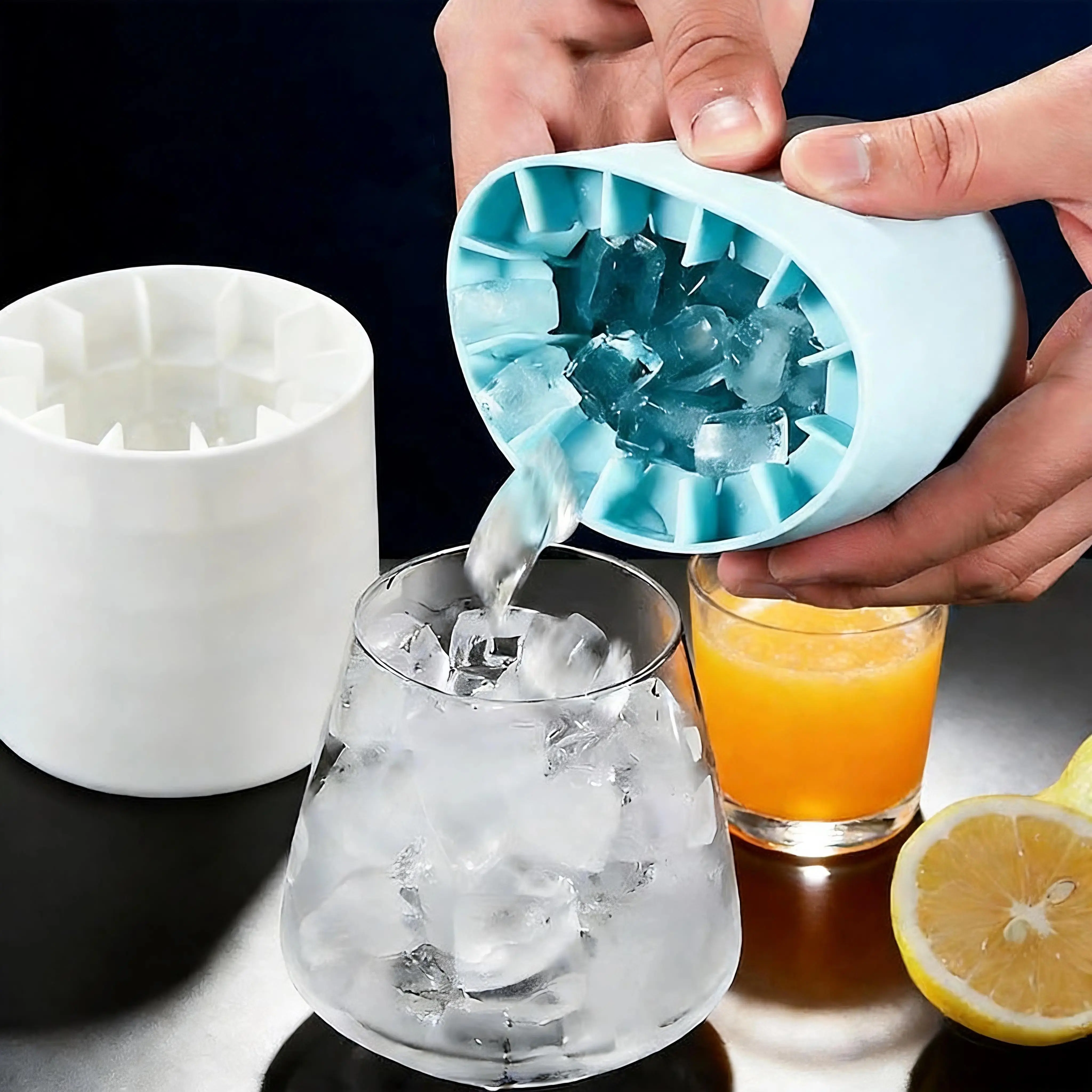 Buy 1 Get 1 Free Silicone Ice Cube Mold Set – Quick Freezing Flexible Reusable Ice Tray for Coffee, Juice, Soda & Cold Drinks, Easy Release BPA-Free Ice Maker for Daily Home Kitchen Use, Summer Drinks, Party & Beverage Prep