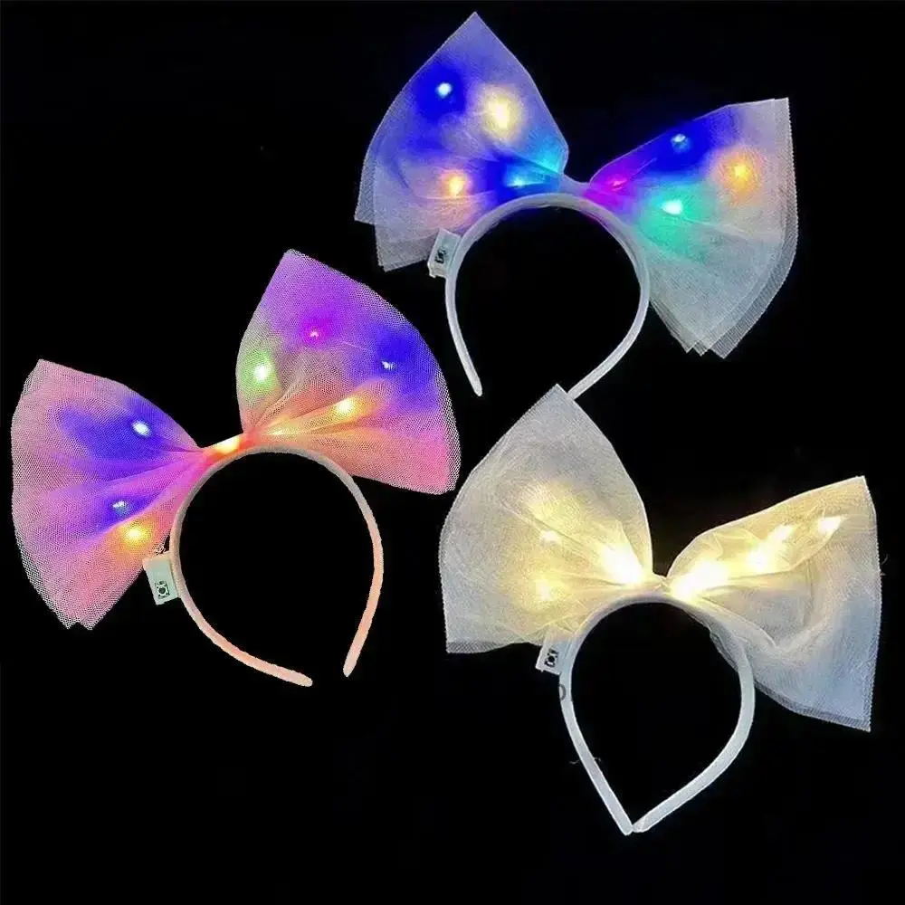 20 Pack LED Cat Ear Headbands For Women And Girls, Fabric Light Up Hair Accessories With 3 Light Modes, Glow In The Dark Ornament For Birthday Parties Festival Events Watch Party And Night Casual Festive Styling Use
