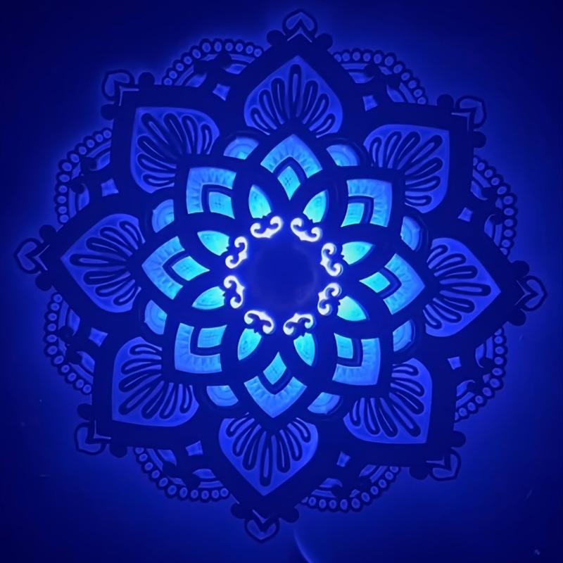 1pc Multi-Layer Wooden Mandala Yoga Room Lotus-Shaped LED Night Light for Living Bedroom Bathroom Kitchen Wall Decoration Decorative