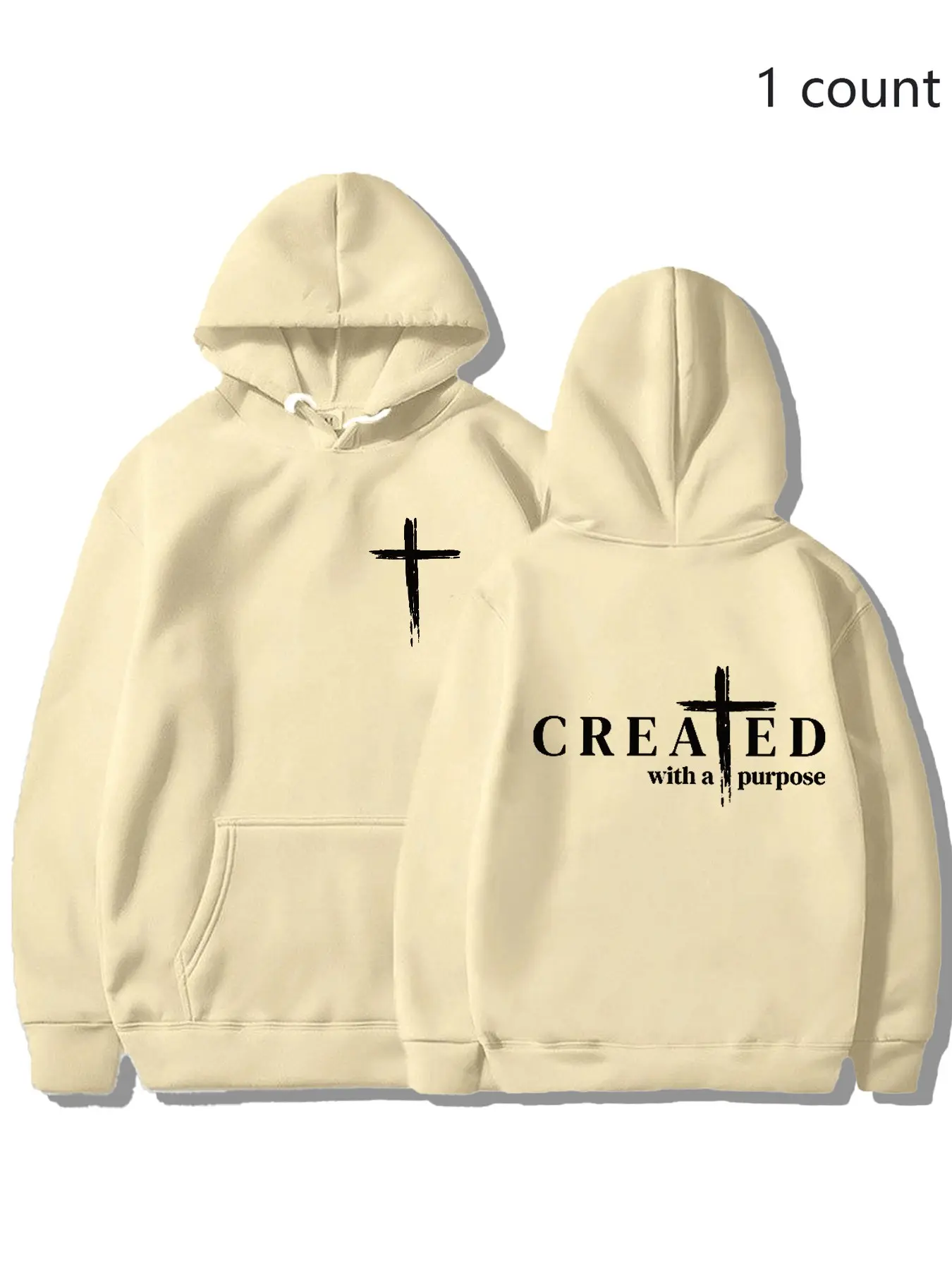 Sober Ny Brush Cross Graphic Hoodie, Front & Back Dual Print, Unisex Fall Winter Sweatshirt, 7 Colors, Casual Religious Streetwear