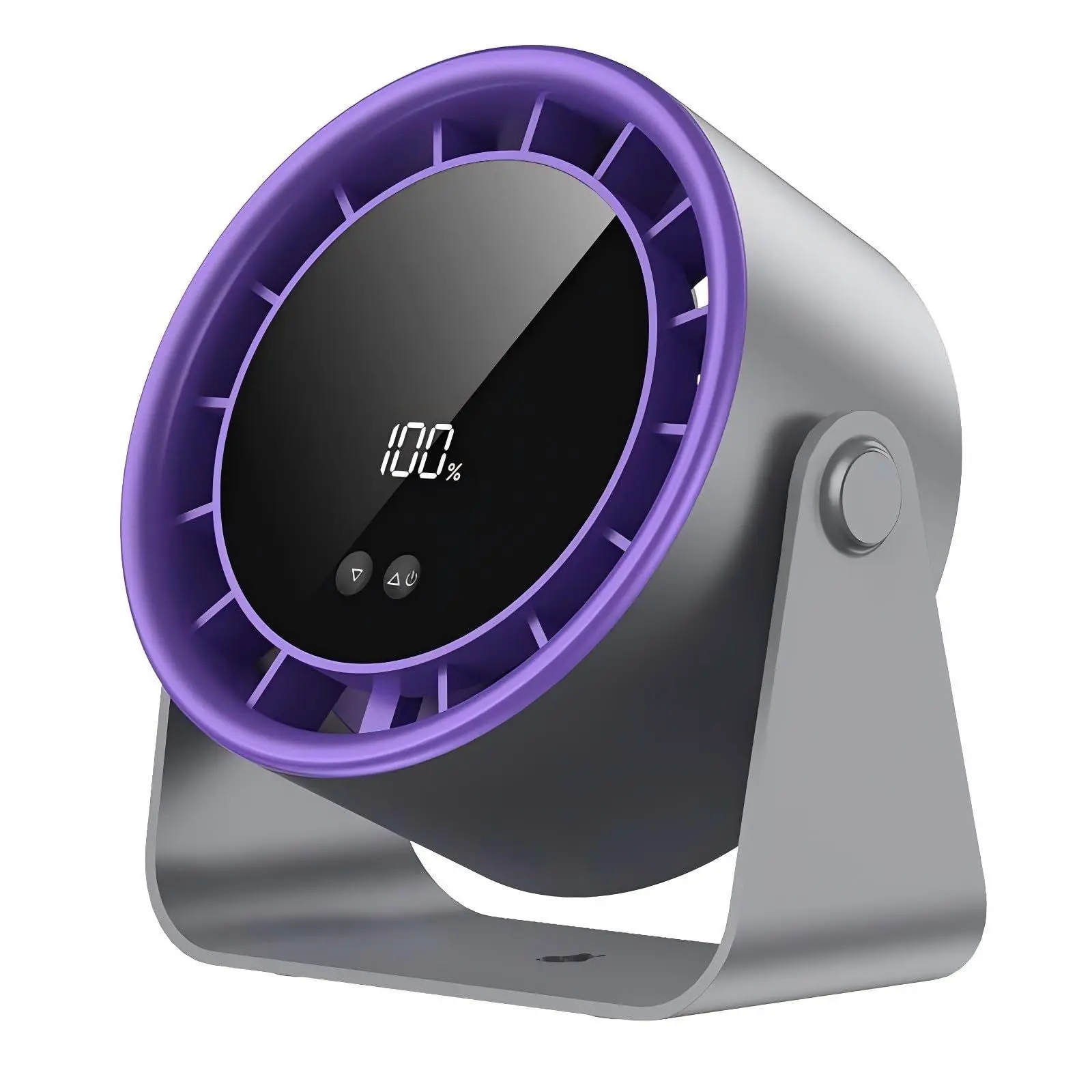 USB Desk Fan for Bedroom: 100 Speeds Digital Display Quiet Portable Fan with Turbo Airflow, 120° Rotating Small Rechargeable Battery Desktop & Wall-Mounted Fans for Bedroom Home Office（Purple/off white）