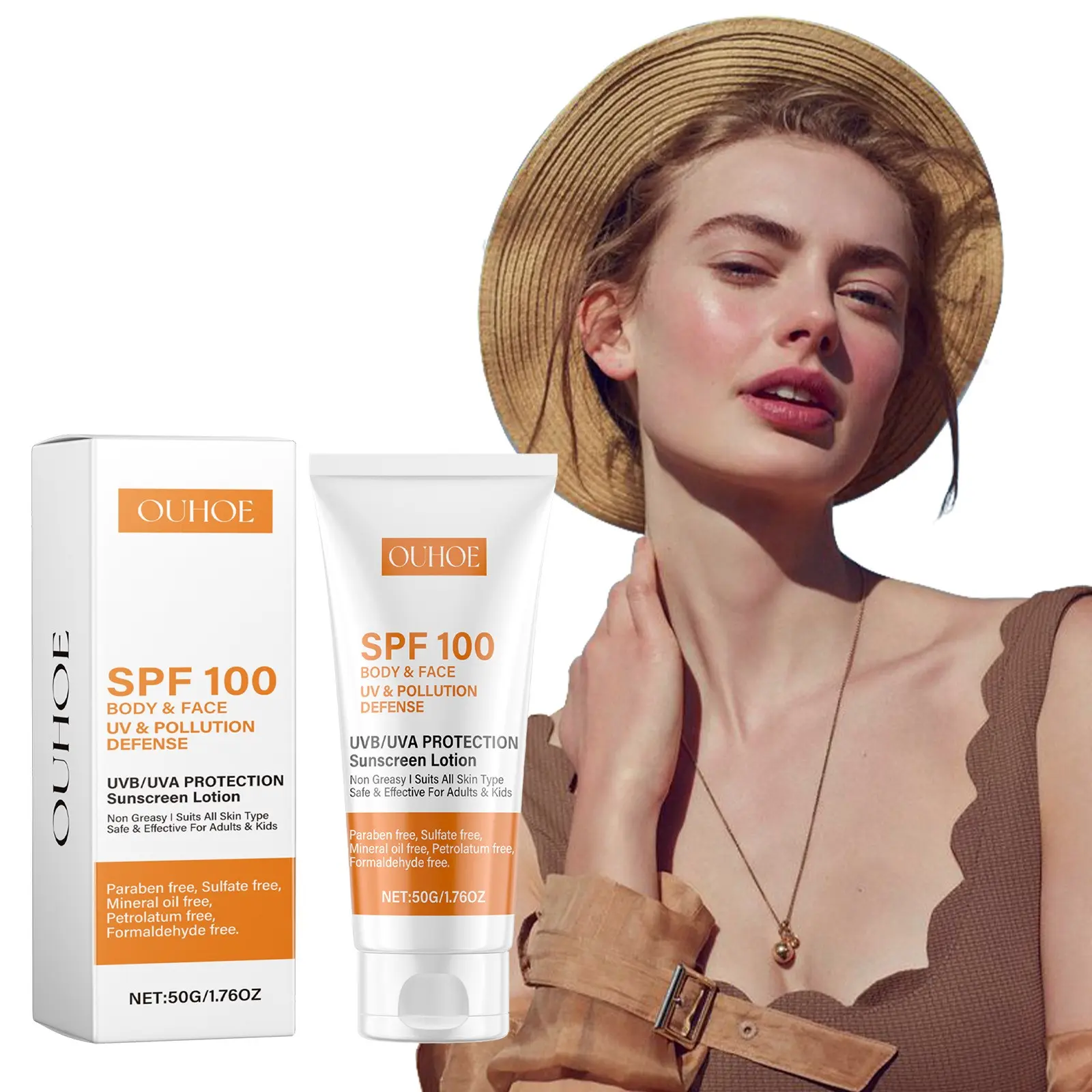 Sunscreen SPF 100, SPF Lotion For Body & Face, Broad Spectrum SPF + Antioxidants, Oil Free, For Sun Sensitive Skin, Oxybenzone Free