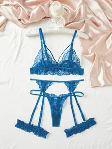 Women's Underwear Lingerie Set (wireless Thong Garter Belt Leg Ring) Four-Piece, Comfortable Breathable Fabric, Daily Essential, Romantic Night Choice