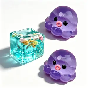 Cute Ocean Theme Squid Toy, Octopus and Ocean Cube Plush Toy, Portable Pocket Stress Relief Toy for Office, Classroom, Party Gifts, Birthday Gifts