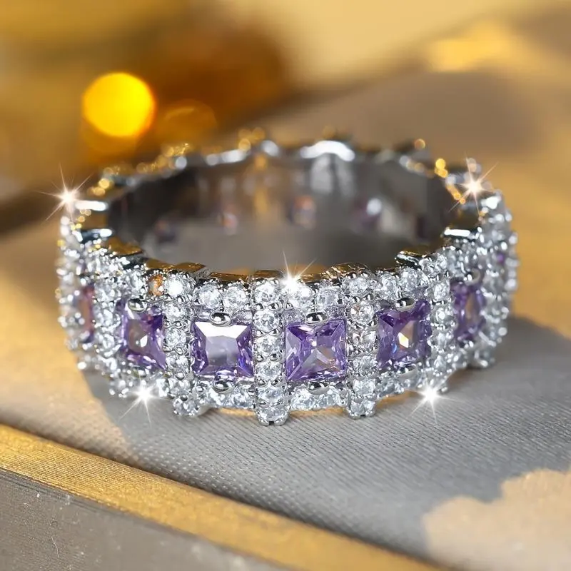 Gorgeous Super Shiny Eternal Ring with Amethyst &   Ideal for Proposal, Engagement, Wedding & Festival Gifts Bridal Eternity Ring rings for women