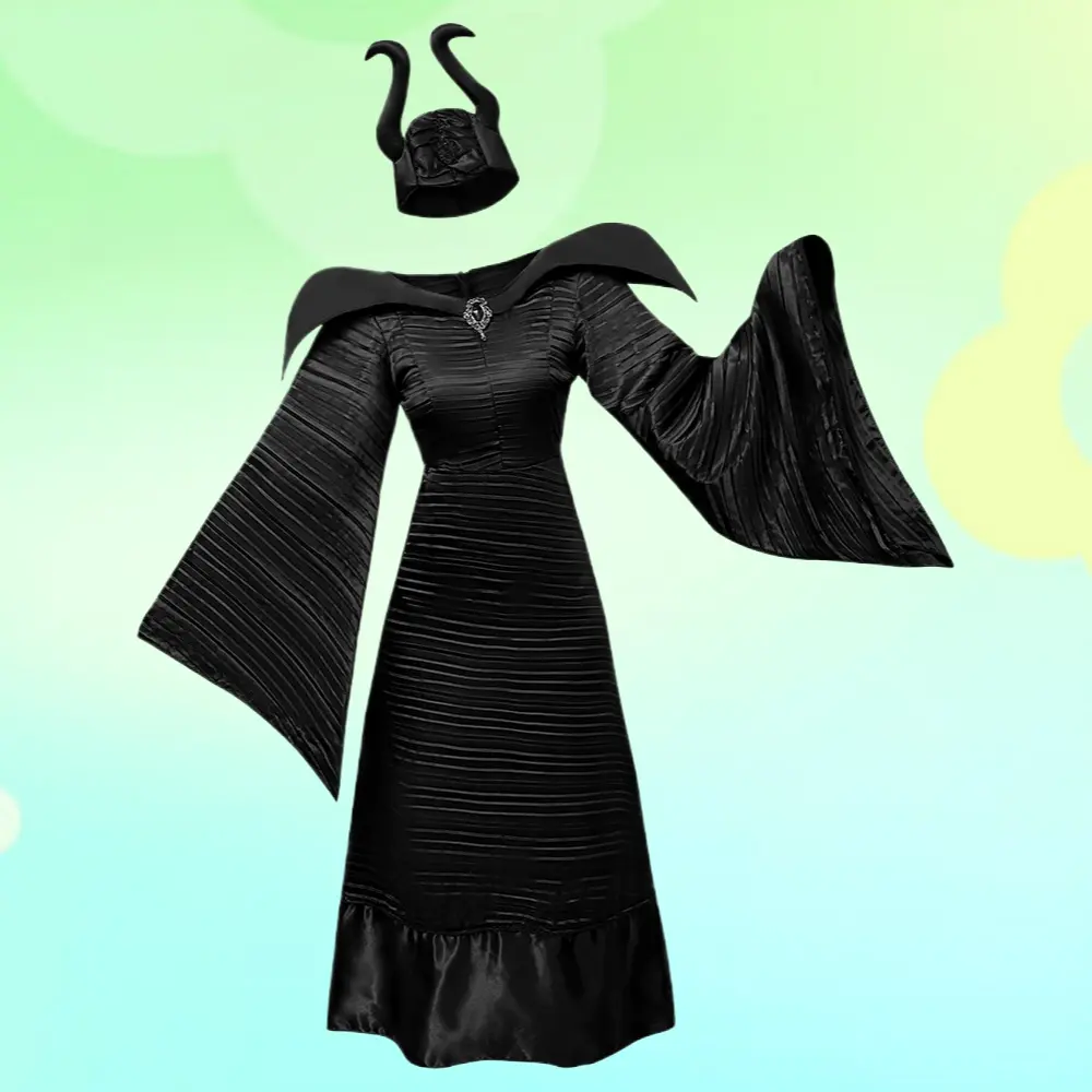 Maleficent Dark Witch Comic Garment, Thick Oversized Fabric Sorceress Role-Play Cosplay Costume for Halloween Stage Performances