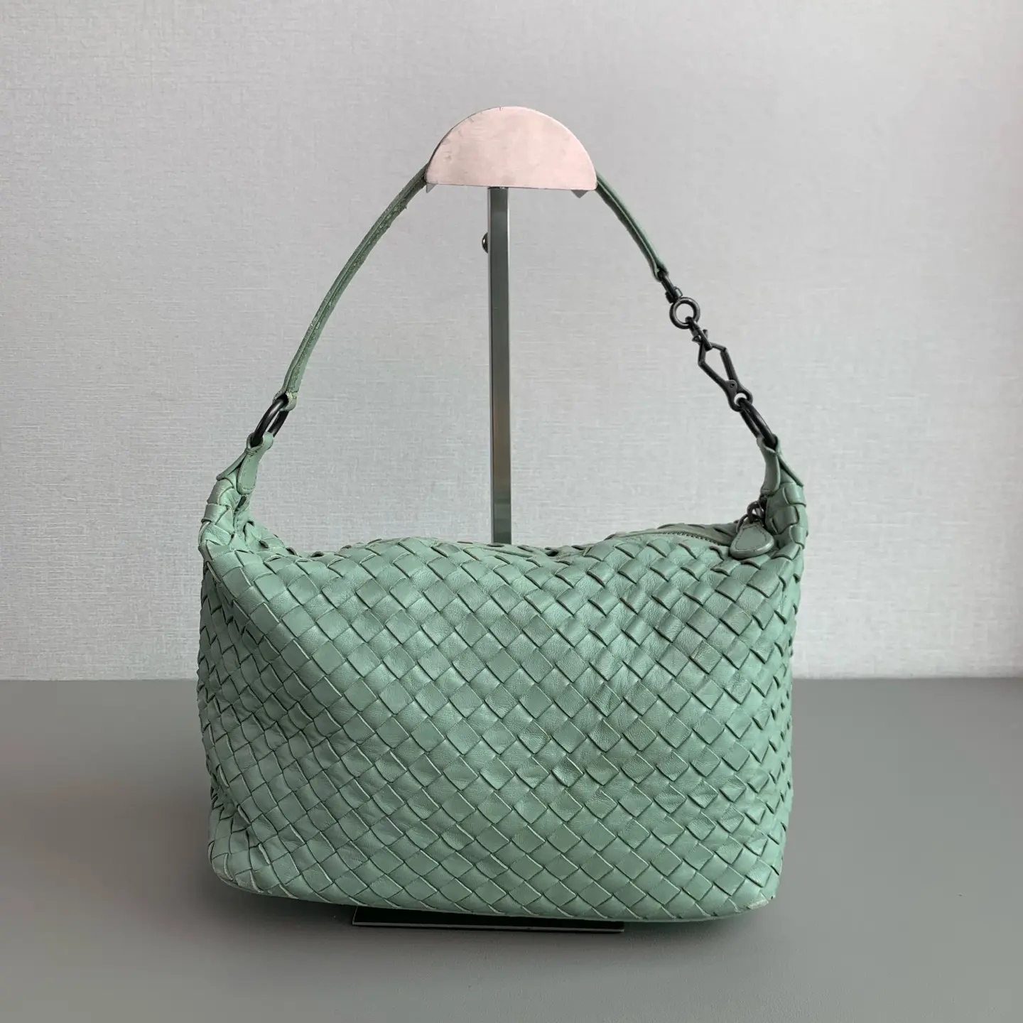 Pre-owned Bottega Veneta Light Green Intrecciato Nappa Small Chain Handle Hobo Bag SC140