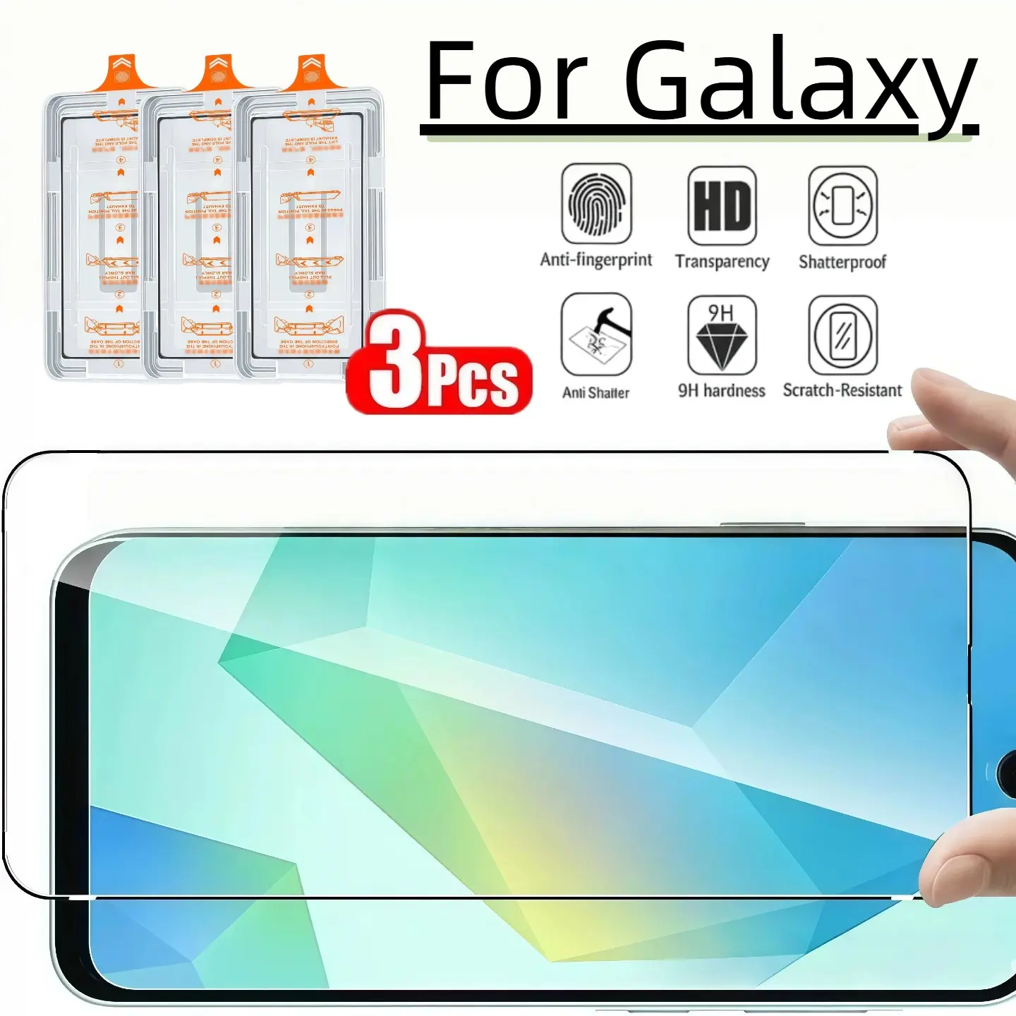 3-Pack Samsung Galaxy Screen Protectors, HD Full Coverage, Scratch-Resistant, Ultra-Sensitive Fingerprint Unlock, Easy Installation, Tempered Glass Cover