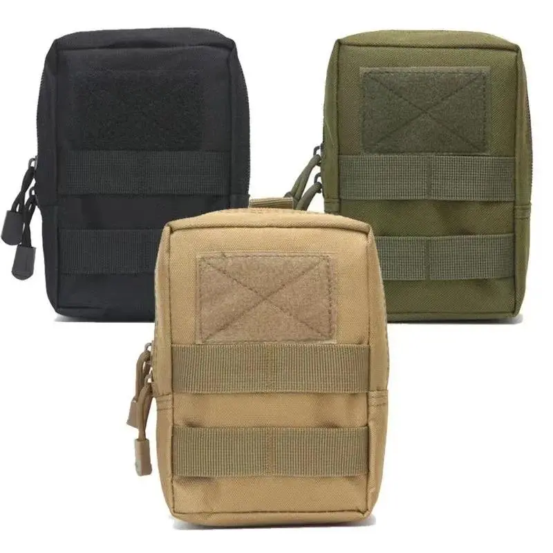 Tactical Molle Pouch, Plain 1000D Nylon Multi-Function Waist Bag, EDC Organizer with Phone Holder for Hiking & Camping, Casual
