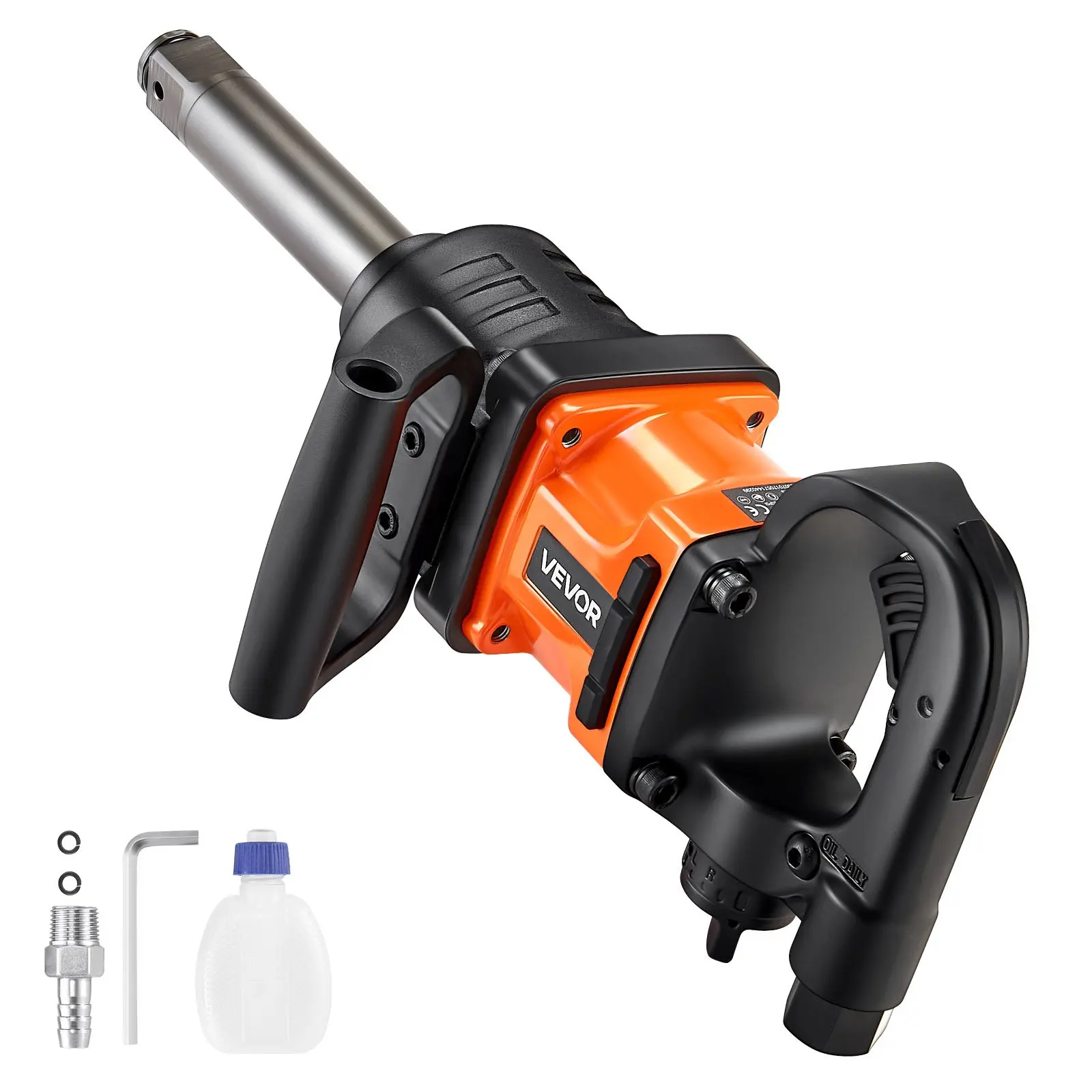 VEVOR New 1-in Air Impact Wrench, Up to 1800 ft-lbs Nut-Busting Torque, 18.7 lbs Lightweight Pneumatic Impact Gun, 6-in Extended Anvil for Heavy Duty Furniture Bed Repairs, None, 1 Inch, Heavy Duty Repairs