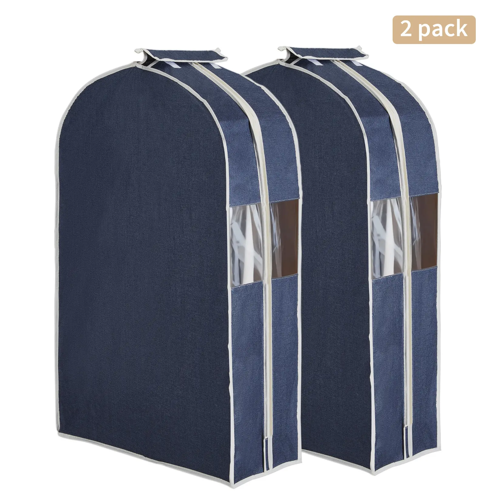 Breathable & Dustproof Garment Bags – Cotton Linen Hanging Suit & Dress Storage Cover – Lightweight Durable Wardrobe Protector – Set of 2