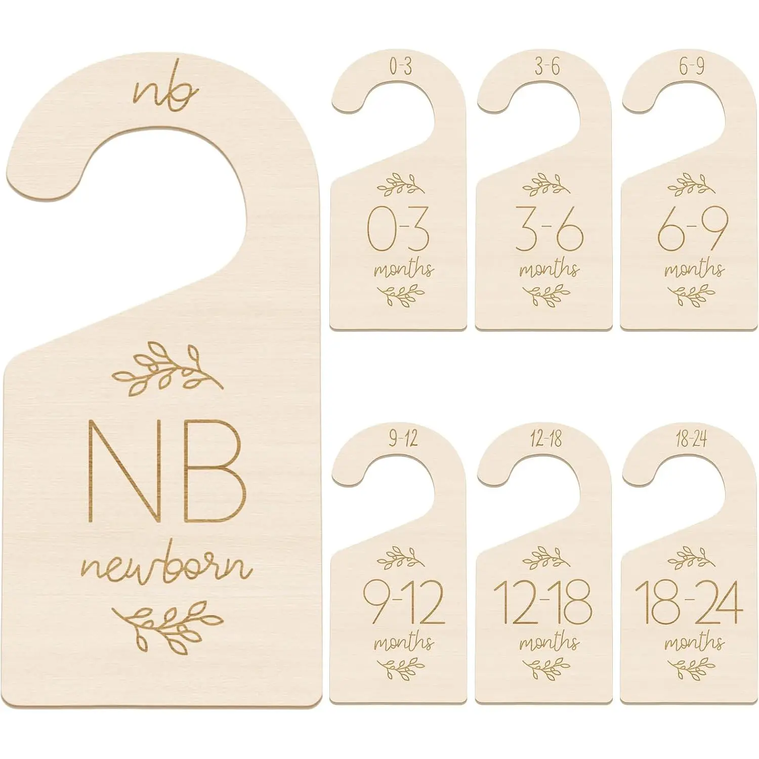 7 count Wooden  Closet Dividers, Double-Sided  Clothes Size Hanger Organizer from  to 24 Months,  Closet Dividers for Girls and Boys Room  Decor