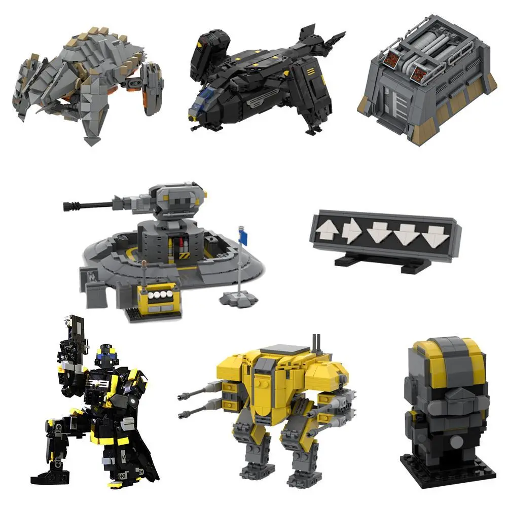Gobricks MOC Helldivers 2 Super Destroyer Bricks Model, EX Emancipator Exosuit, Pelican-1 Shuttle - Eco-Friendly DIY Assembly Toy with Electronic Brochure, Multi-Size Options, Varying Piece Counts, Piece Counts Vary, Printed Parts