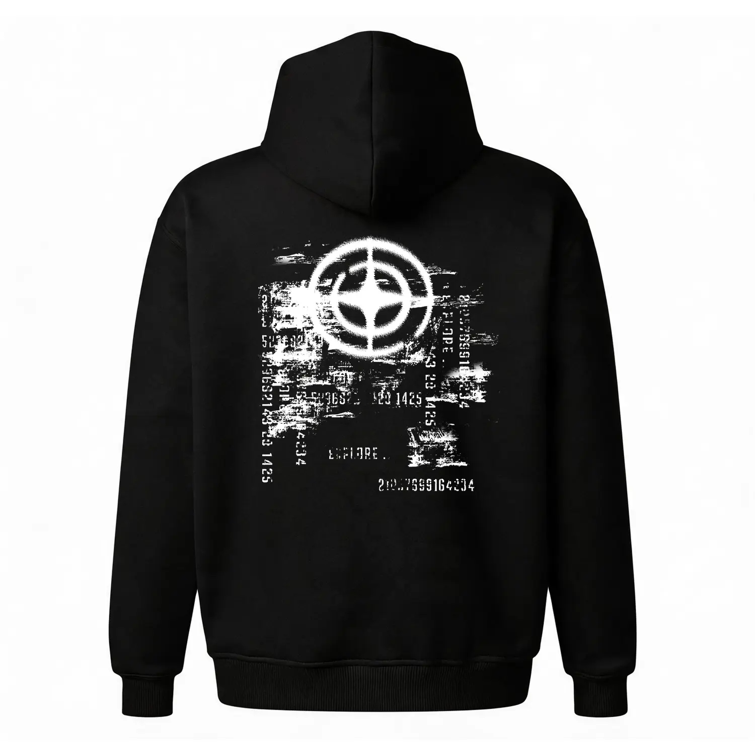 Cyberpunk "Crosshair" Graphic Hoodie |   Glitch Techwear Back Print Sweatshirt |   Tactical Streetwear Aesthetic Pullover |   Oversized Unisex Fleece Top |   Edgy Abstract Number Hoodie for Men & Women