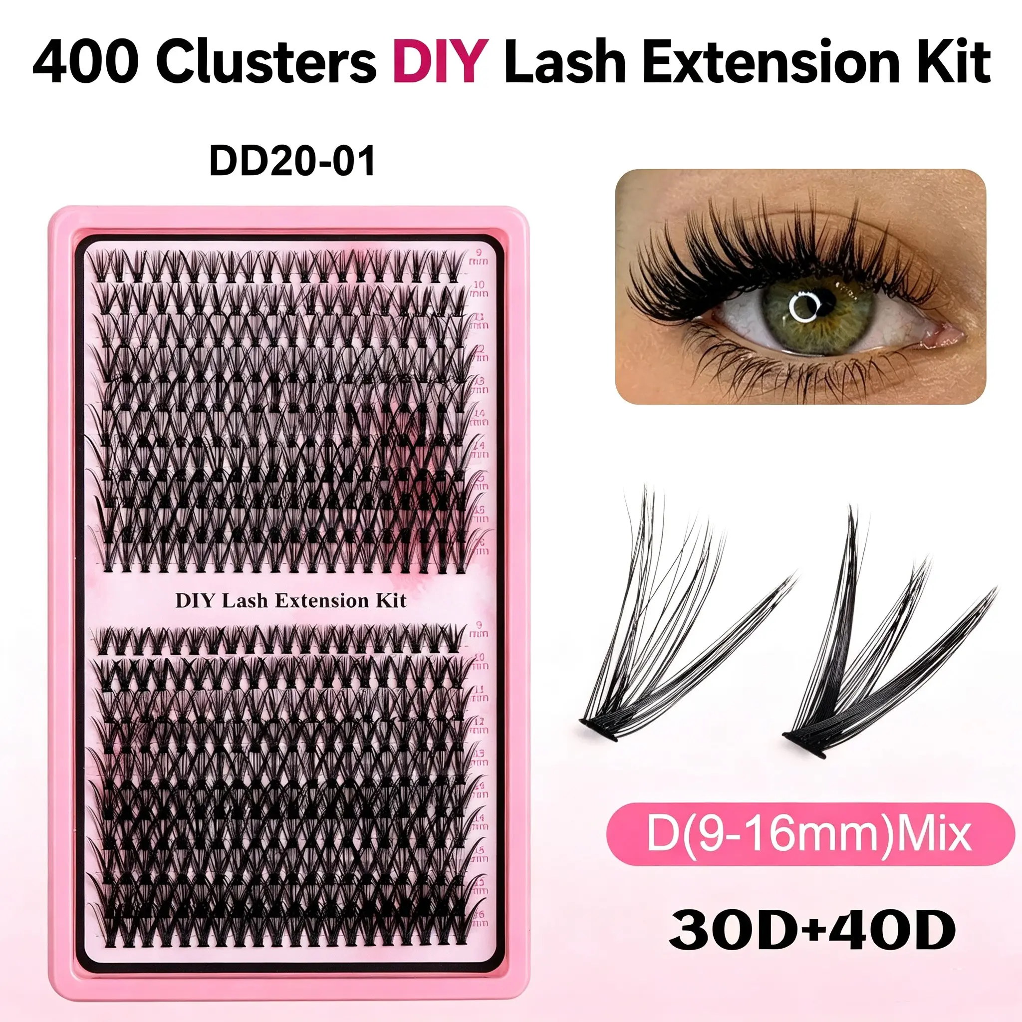 DIY Lash Extension Kit  9-16mm Cluster Lashes  Segment Design  Dense & Curly Options