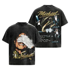 2026 Michael Jackson Biopic Washed Cotton Unisex T Shirt King Of Pop Classic Graphic Casual Fan Merch Short Sleeve Street Top Ideal Birthday Gift For MJ Pop Music Fans Men Women
