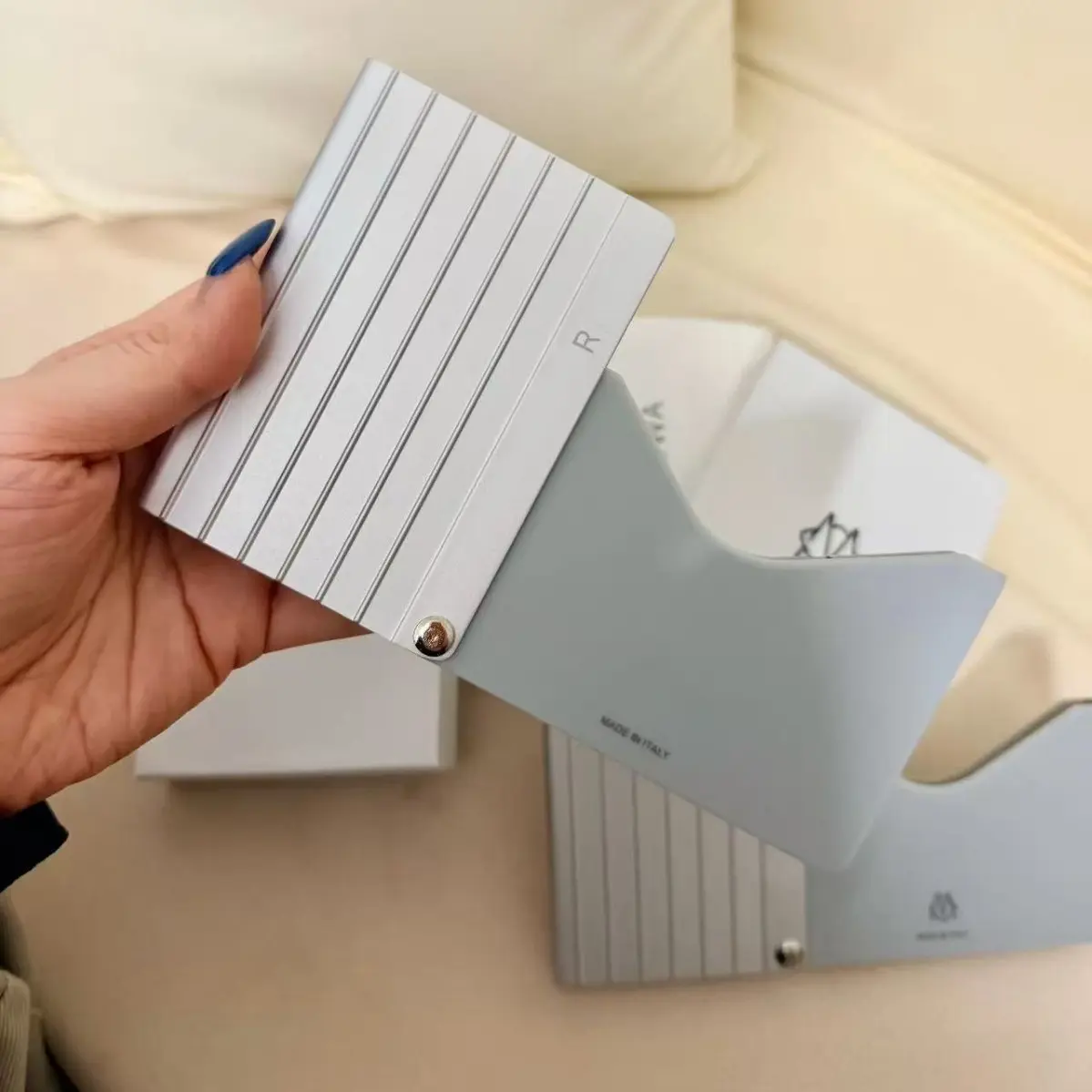 Adhesive Aluminum-Magnesium Alloy Metal Card Holder for Smartphone, Cellphone - Classic Striped Design, Adhesive Mount, Mobile Phone Storage Accessory (TikTok Shop Back to School), Mobile Phones,back to school,back to school haul