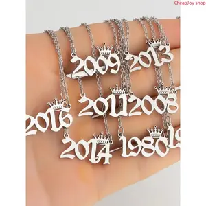1980-2025 Fashionable Year Design Pendant Necklace, Number Design Pendant Necklace for Party, Daily Clothing Decor, Trendy All-match  Jewelry for Birthday Gift, Modern Versatile Accessories, Exquisite Jewelry Gift, Fashionable Accessory