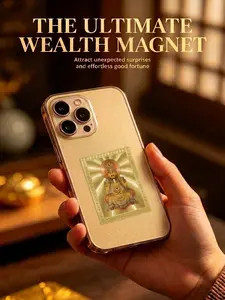 Money Attraction God of Wealth Sticker Card - Thangka Style Phone,Wallet,Computer,table Sticker card,Parent Gift,Eastern Feng Shui Amulet for Positive Energy & Good Vibes Custom Holographic Cards attract Dollars friendship protection card