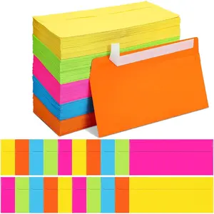 500 Pcs #10 Colored Adhesive Letter Size Business Envelopes 4-1/8 x 9-1/2'' Neon Color for Office Check Invoices Letters Invitations Announcements
