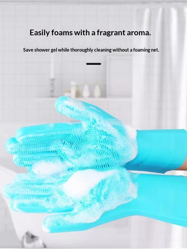 Pet silicone gloves for dogs and cats, anti-scratch and anti-bite pet bathing gloves, comfortable massage SPA gloves with brush