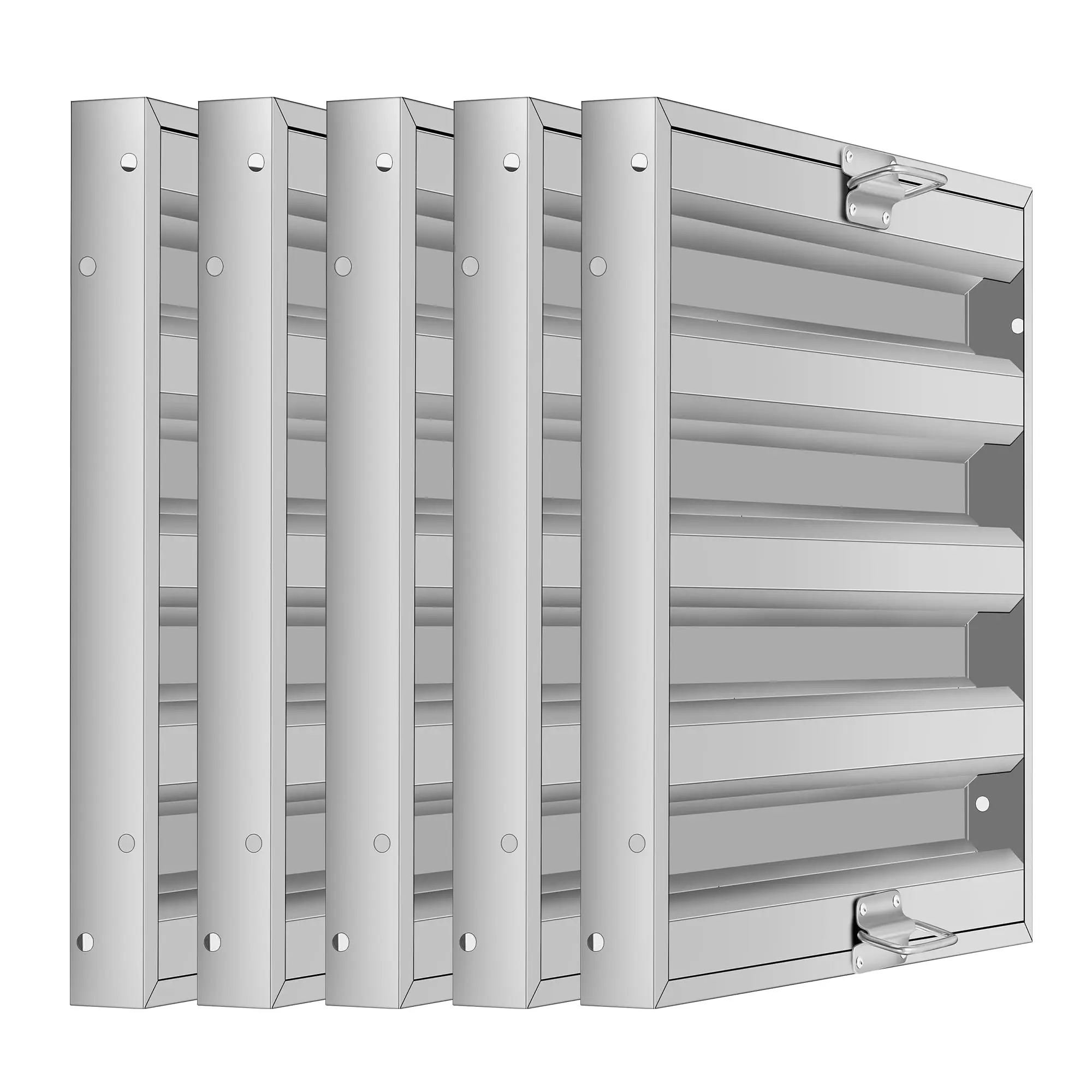 Garvee Commercial Hood Filters, 19.5"W x 24.5"H, 5-Pack 430 Stainless Steel Baffle Grease Filter, 4 Grooves Range Hood Filter for Restaurant Kitchen Exhaust Hoods, Heavy-Duty, Easy to Clean