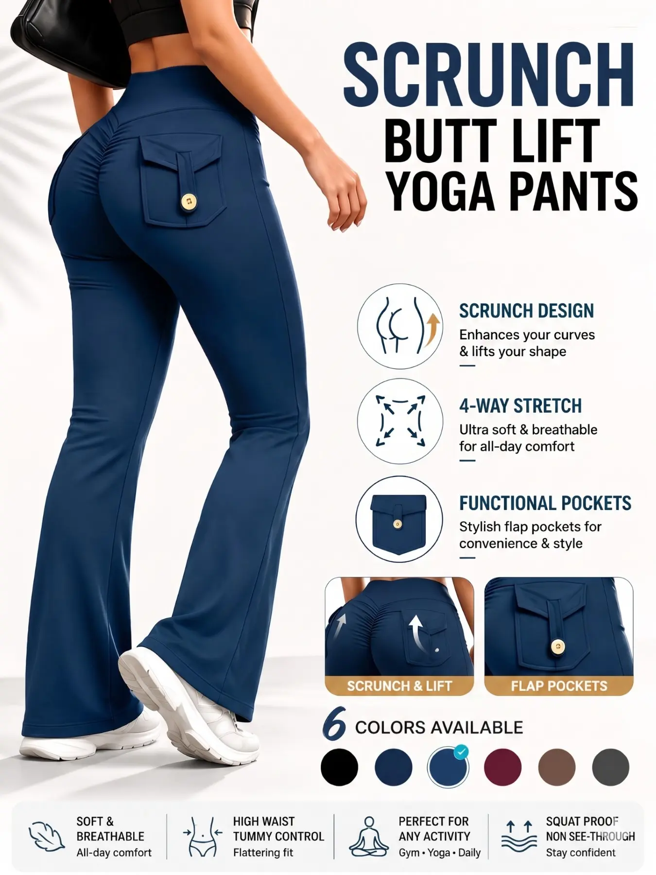 Women's High Waist Sporty Tight Pants, High Waisted Leggings, Compression Yoga Pants with Tummy Control, Anti-See-Through Design, Ideal for Gym, Yoga, Fitness