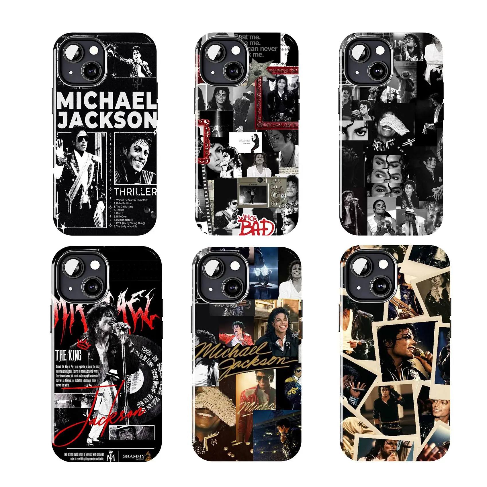 Nostalgia Black Michael Jackson Photo Collage Themed Phone Case Premium Texture, Anti-Drop, Anti-Fingerprint For IPhone 17-11, Pro Max, Pro Plus, and Samsung S26-22 Protection Safety