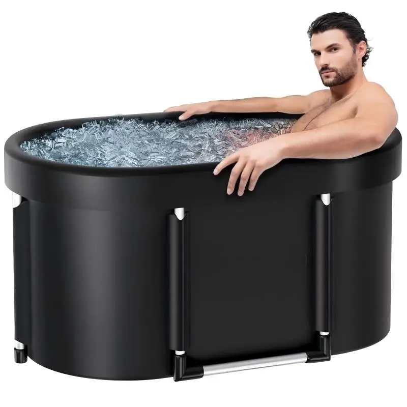129 Gal XL Ice Bathtub with Aluminum Alloy Support, Cold Plunge Tub for Athletes, Outdoor Recovery Home Bathroom Wash Tub