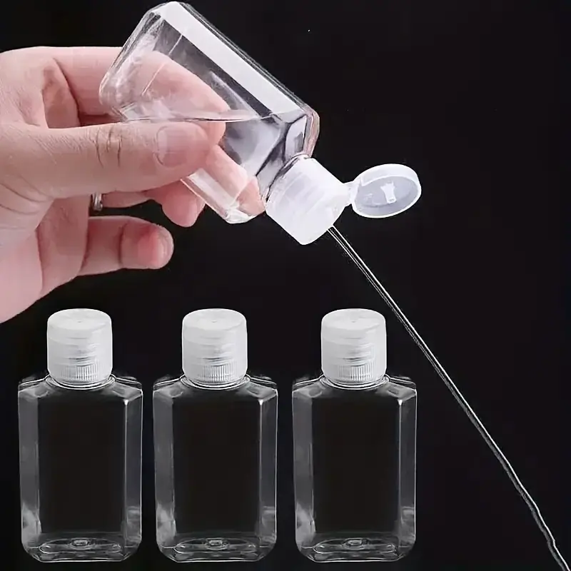 5pcs - Travel Dispensing Bottle Pet Flip Bottle Transparent Octagonal Bottle Hand Sanitizer Gel Bottle Liquid Water Bottle Dispensing Bottle Flat Bottle