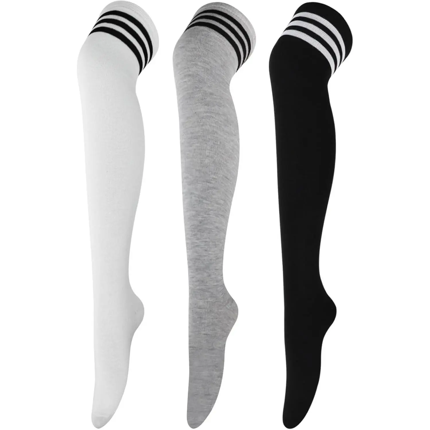 Thigh High Socks for Women Striped Over Knee Thigh Socks Long Boot Thigh High Stockings Leg Warmers for Girls